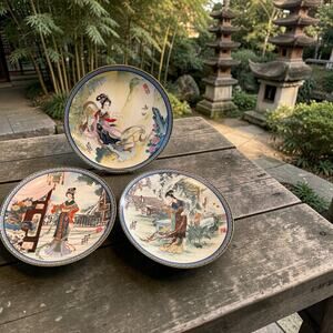 3 Imperial Jingdezhen Beauties of the Red Mansion Plates Zhao Huimin  BOX 1-3-7